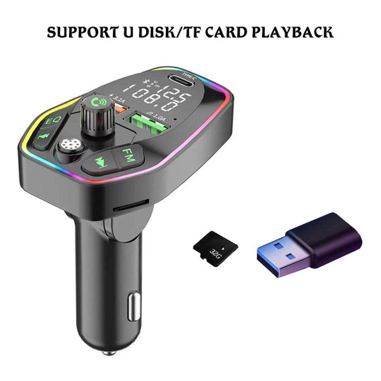 รถบลูทูธ MP3 พร้อมพอร์ต TYPE-C PD ชาร์จเครื่องส่งสัญญาณ FM, Q9, Q10