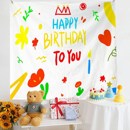 เค้าโครงวันเกิดผ้าแขวนผนังภาพเด็ก, 150x180cm Velvet, 150x200cm Velvet