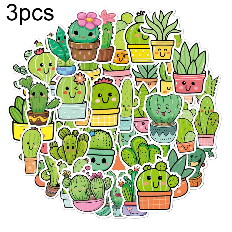 3 ชุด 50 ชิ้น/เซ็ตการ์ตูนแคคตัส DIY คู่มือสติกเกอร์ตกแต่งดอกไม้สติกเกอร์กันน้ำแล็ปท็อป, Cactus
