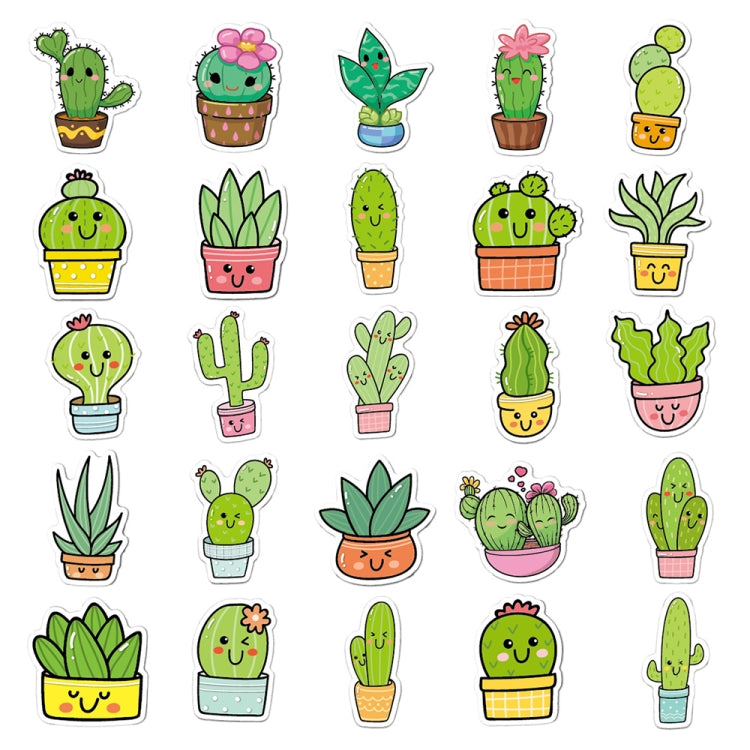 3 ชุด 50 ชิ้น/เซ็ตการ์ตูนแคคตัส DIY คู่มือสติกเกอร์ตกแต่งดอกไม้สติกเกอร์กันน้ำแล็ปท็อป, Cactus