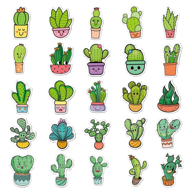 3 ชุด 50 ชิ้น/เซ็ตการ์ตูนแคคตัส DIY คู่มือสติกเกอร์ตกแต่งดอกไม้สติกเกอร์กันน้ำแล็ปท็อป, Cactus