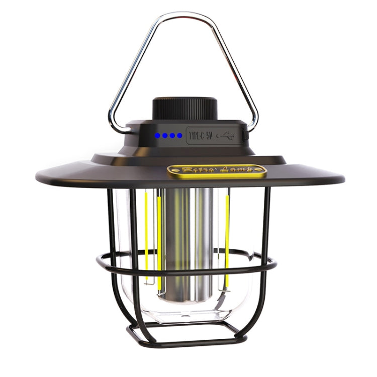 LY02 LED Retro Lantern Hand Tent Lamp USB Charging Light แคมป์ปิ้ง, LY02 White, LY02 Black, LY02 Green