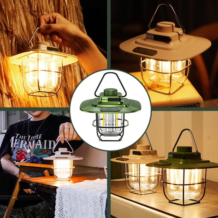LY02 LED Retro Lantern Hand Tent Lamp USB Charging Light แคมป์ปิ้ง, LY02 White, LY02 Black, LY02 Green