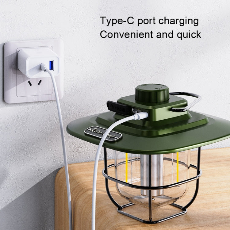 LY02 LED Retro Lantern Hand Tent Lamp USB Charging Light แคมป์ปิ้ง, LY02 White, LY02 Black, LY02 Green