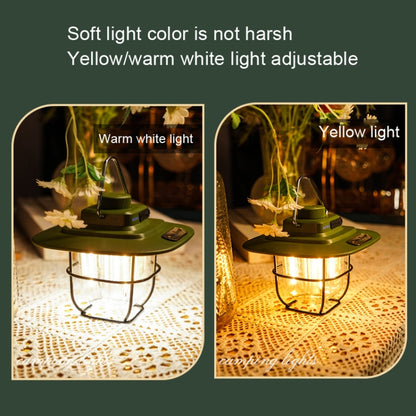 LY02 LED Retro Lantern Hand Tent Lamp USB Charging Light แคมป์ปิ้ง, LY02 White, LY02 Black, LY02 Green