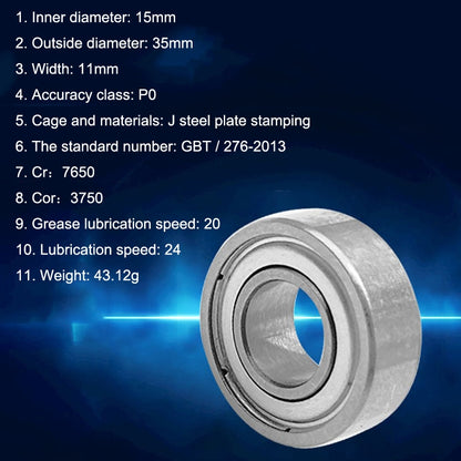 20pcs 15x35x11mm ตลับลูกปืนแบบร่องลึกมอเตอร์รถแบริ่งพิเศษ, 6202ZZ
