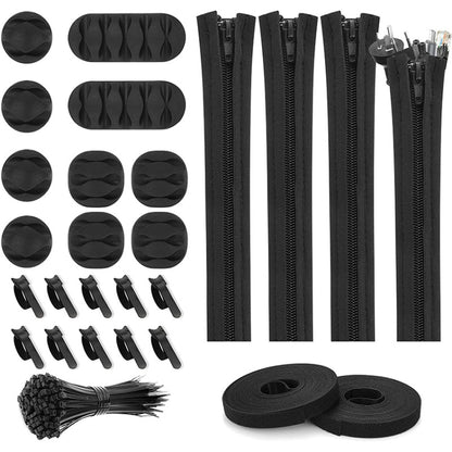 ชุดจัดการสายไฟปลอกสายเคเบิลพร้อมคลิปหนีบสายซิป, 5 In 1, 3 In 1 0.5m Kit, 4pcs Zipper Ties, 3 In 1 5m Kit