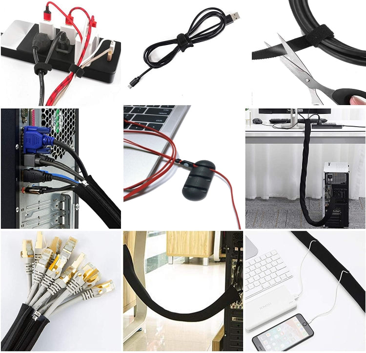 ชุดจัดการสายไฟปลอกสายเคเบิลพร้อมคลิปหนีบสายซิป, 5 In 1, 3 In 1 0.5m Kit, 4pcs Zipper Ties, 3 In 1 5m Kit