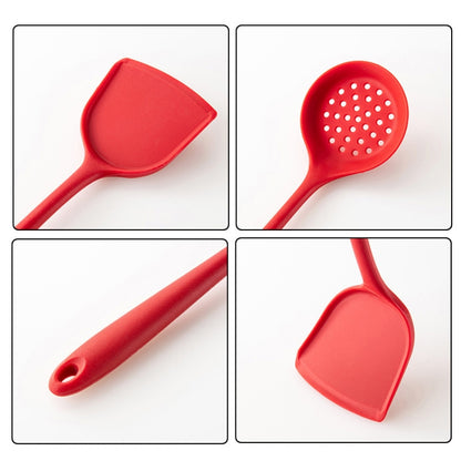 เครื่องครัวซิลิโคนทนอุณหภูมิสูงแบบไม่ติดกระทะ 2 ชิ้น สไตล์:, Spatula, Soup Spoon, Leak Spoon, Spaghetti Claw, Rice Spoon, Leak Shovel, Scrape, Brush, Food Clip