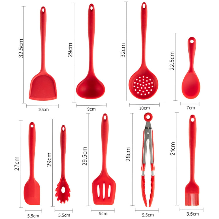 เครื่องครัวซิลิโคนทนอุณหภูมิสูงแบบไม่ติดกระทะ 2 ชิ้น สไตล์:, Spatula, Soup Spoon, Leak Spoon, Spaghetti Claw, Rice Spoon, Leak Shovel, Scrape, Brush, Food Clip