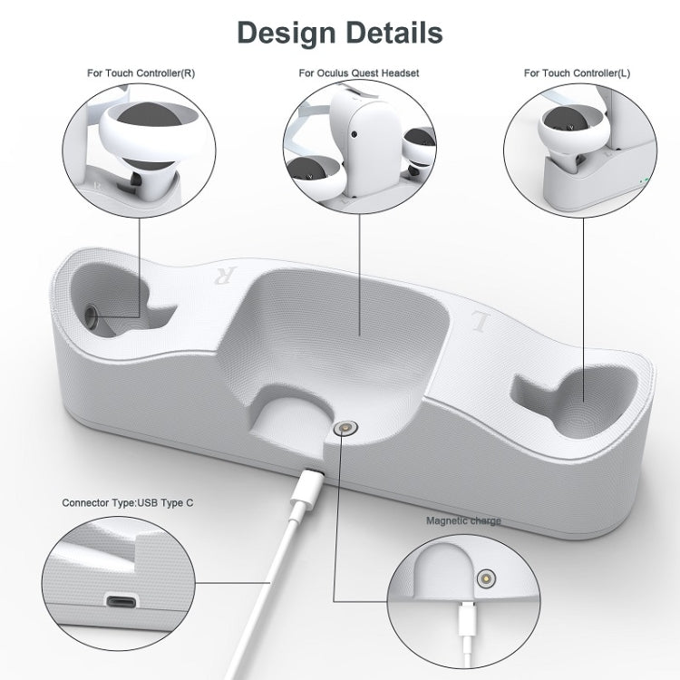 JYS OC003 สำหรับ Oculus quest 2 VR แว่นตา Grip ที่ชาร์จฐานแม่เหล็ก, Magnetic Base Charger