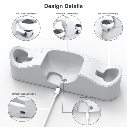 JYS OC003 สำหรับ Oculus quest 2 VR แว่นตา Grip ที่ชาร์จฐานแม่เหล็ก, Magnetic Base Charger