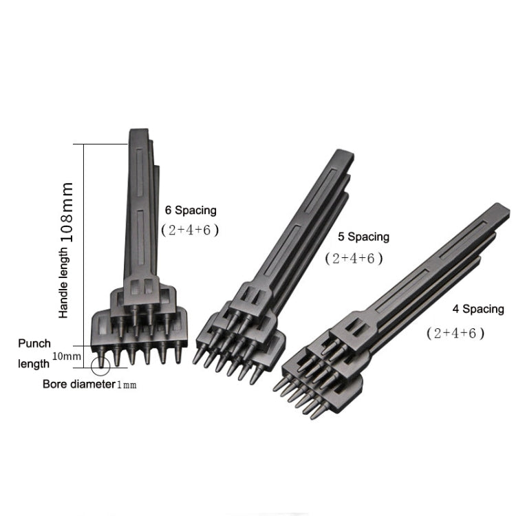 ER061 DIY มือเย็บหนังรอบ Punch เครื่องมือ โลหะผสมเหล็กพลาทูนวิ่งสไตล์:, 4mm Set, 5mm Set, 6mm Set, 4mm-2 Holes, 4mm-4 Holes, 4mm-6 Holes, 5mm-2 Holes, 5mm-4 Holes, 5mm-6 Holes, 6mm-2 Holes, 6mm-4 Holes, 6mm-6 Holes