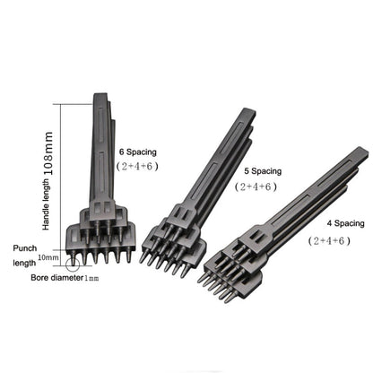 ER061 DIY มือเย็บหนังรอบ Punch เครื่องมือ โลหะผสมเหล็กพลาทูนวิ่งสไตล์:, 4mm Set, 5mm Set, 6mm Set, 4mm-2 Holes, 4mm-4 Holes, 4mm-6 Holes, 5mm-2 Holes, 5mm-4 Holes, 5mm-6 Holes, 6mm-2 Holes, 6mm-4 Holes, 6mm-6 Holes