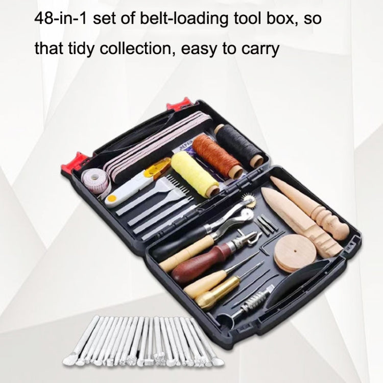 ชุดเครื่องมือ DIY เครื่องหนังแฮนด์เมด ชุดเครื่องมือเย็บผ้า, 48 In 1 Set