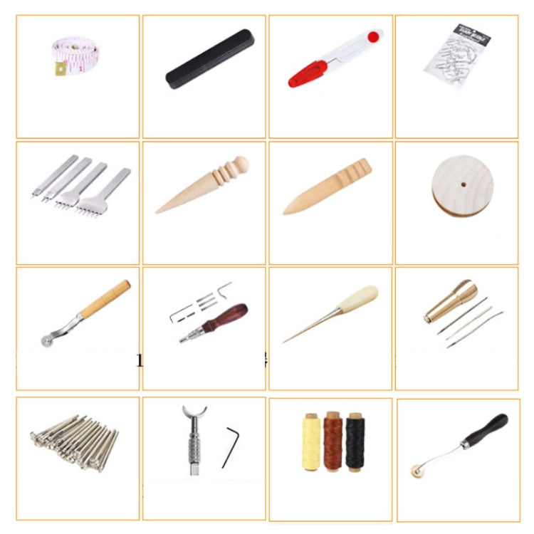 ชุดเครื่องมือ DIY เครื่องหนังแฮนด์เมด ชุดเครื่องมือเย็บผ้า, 48 In 1 Set