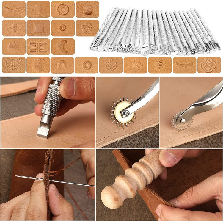 ชุดเครื่องมือ DIY เครื่องหนังแฮนด์เมด ชุดเครื่องมือเย็บผ้า, 48 In 1 Set