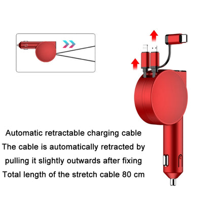 3 in 1 60W Fast Charging Dual Cable Retractable Car Charger, 40W