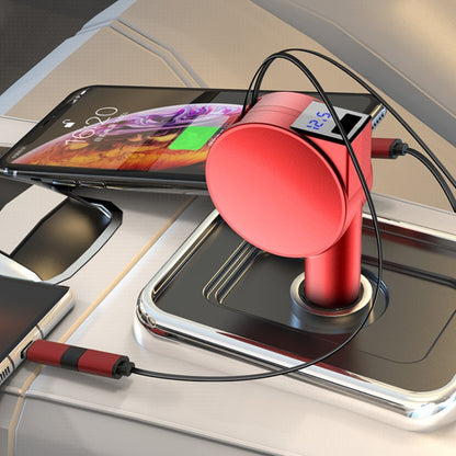 3 in 1 60W Fast Charging Dual Cable Retractable Car Charger, 40W
