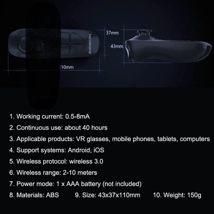 VR SHINECON SC-B03 VR Game Wireless Bluetooth Remote Control Handle Selfie Stick Remote Control การเล่นวิดีโอ, SC-B03