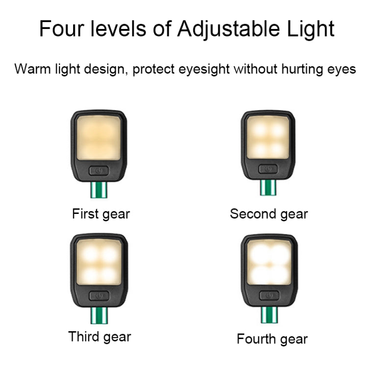 คลิปหนีบหนังสือแบบพกพาโคมไฟป้องกันดวงตาแบบชาร์จไฟได้สี่เกียร์, Four-Gear Clip Light