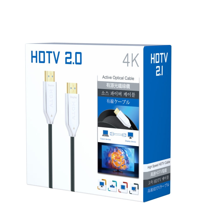 สายไฟเบอร์ออปติก HDMI เวอร์ชัน 2.0 สายเคเบิลเชื่อมต่อมอนิเตอร์ความละเอียดสูงพิเศษ 4K ความยาว:, 10m, 15m, 20m, 25m, 30m, 35m, 40m, 50m, 60m With Shaft, 70m With Shaft, 80m With Shaft, 90m With Shaft, 100m With Shaft