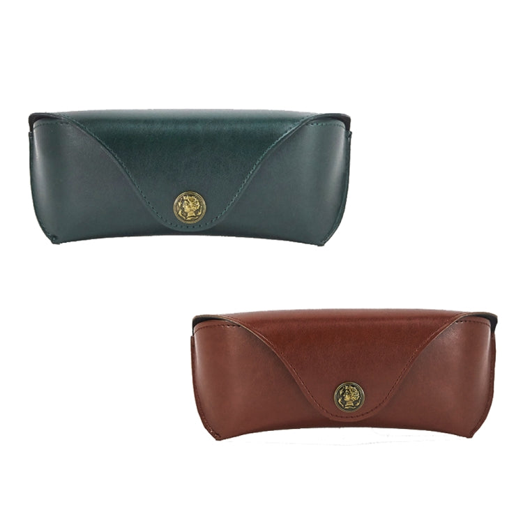 E5521 กล่องเก็บแว่นตาหนัง PU ย้อนยุคเรียบง่าย, PU Green, PU Brown
