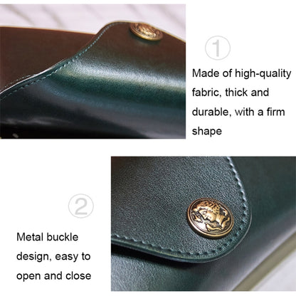 E5521 กล่องเก็บแว่นตาหนัง PU ย้อนยุคเรียบง่าย, PU Green, PU Brown