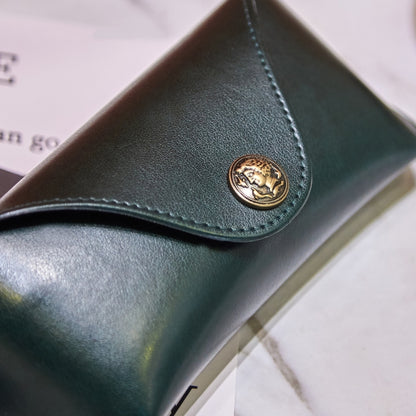 E5521 กล่องเก็บแว่นตาหนัง PU ย้อนยุคเรียบง่าย, PU Green, PU Brown