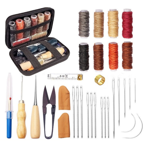ชุดอุปกรณ์เย็บเครื่องหนัง DIY ด้วยมือ, 32 in 1