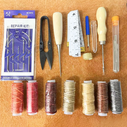 ชุดอุปกรณ์เย็บเครื่องหนัง DIY ด้วยมือ, 32 in 1