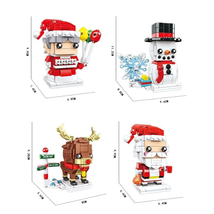 ธีมคริสต์มาสบล็อกตัวต่อของเล่นปริศนาอนุภาคขนาดเล็ก, 10089A Christmas Grandma, 10089B Christmas Snowman, 10089C Christmas Elk, 10089D Santa Claus