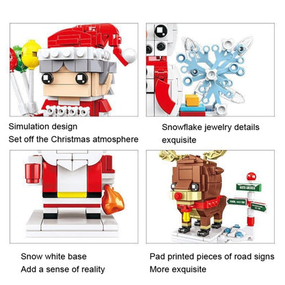 ธีมคริสต์มาสบล็อกตัวต่อของเล่นปริศนาอนุภาคขนาดเล็ก, 10089A Christmas Grandma, 10089B Christmas Snowman, 10089C Christmas Elk, 10089D Santa Claus