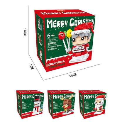 ธีมคริสต์มาสบล็อกตัวต่อของเล่นปริศนาอนุภาคขนาดเล็ก, 10089A Christmas Grandma, 10089B Christmas Snowman, 10089C Christmas Elk, 10089D Santa Claus