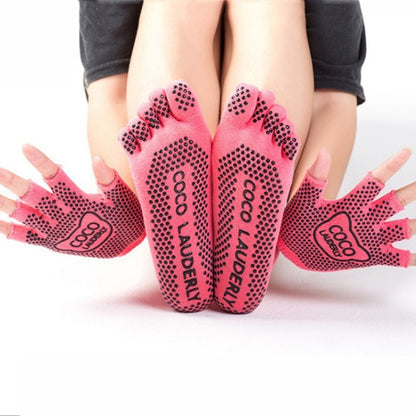 ถุงมือกีฬาโยคะเปิดนิ้วกันลื่น + ชุดถุงเท้าโยคะห้านิ้ว, Gloves+Socks Black, Gloves+Socks Grey, Gloves+Socks Red, Gloves+Socks Purple, Gloves+Socks Blue, Gloves+Socks Open Toe Black, Gloves+Socks Open Toe Gray, Gloves+Socks Open Toe Red                  ...