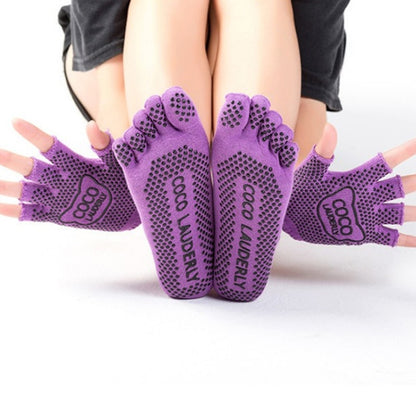 ถุงมือกีฬาโยคะเปิดนิ้วกันลื่น + ชุดถุงเท้าโยคะห้านิ้ว, Gloves+Socks Black, Gloves+Socks Grey, Gloves+Socks Red, Gloves+Socks Purple, Gloves+Socks Blue, Gloves+Socks Open Toe Black, Gloves+Socks Open Toe Gray, Gloves+Socks Open Toe Red                  ...