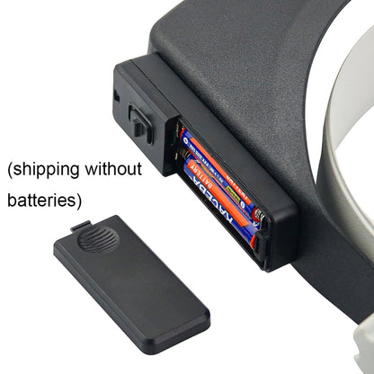 81007-P แว่นขยายเครื่องมือซ่อมแซมอิเล็กทรอนิกส์แบบติดหัวไฟ LED, 81007-P