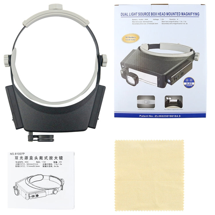 81007-P แว่นขยายเครื่องมือซ่อมแซมอิเล็กทรอนิกส์แบบติดหัวไฟ LED, 81007-P