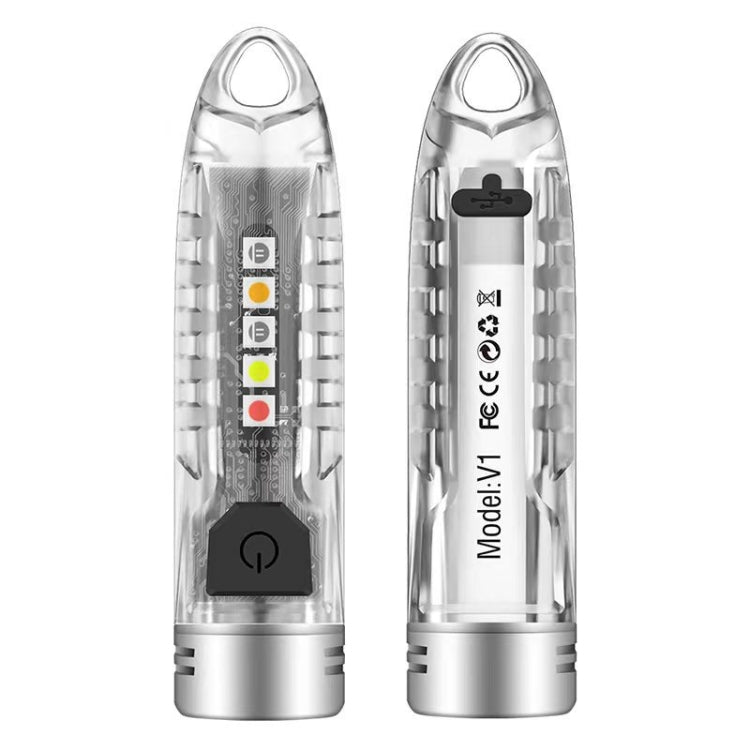 V1 พวงกุญแจโคมไฟไฟฉายขนาดเล็กมัลติฟังก์ชั่นไฟฉายบ้านกลางแจ้ง, V1 Transparent White, V1 Transparent Pink