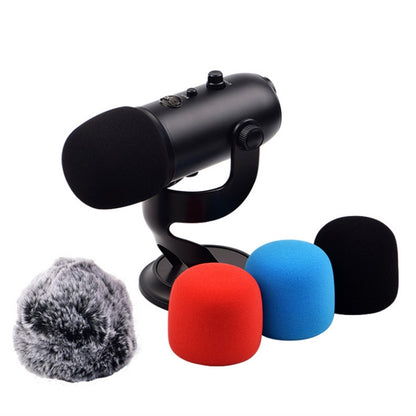 สำหรับ Blue Yeti Pro Anti-Pop และ Windproof Sponge/Fluffy Microphone Cover, Black Sponge, Gray Hair