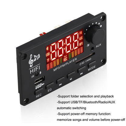 JX-Y04 12V 50W หน้าจอสีบอร์ดถอดรหัส Bluetooth, รองรับ FM / โทร / บันทึก, JX-Y04 White, JX-Y04 Black, JX-Y04 Black White