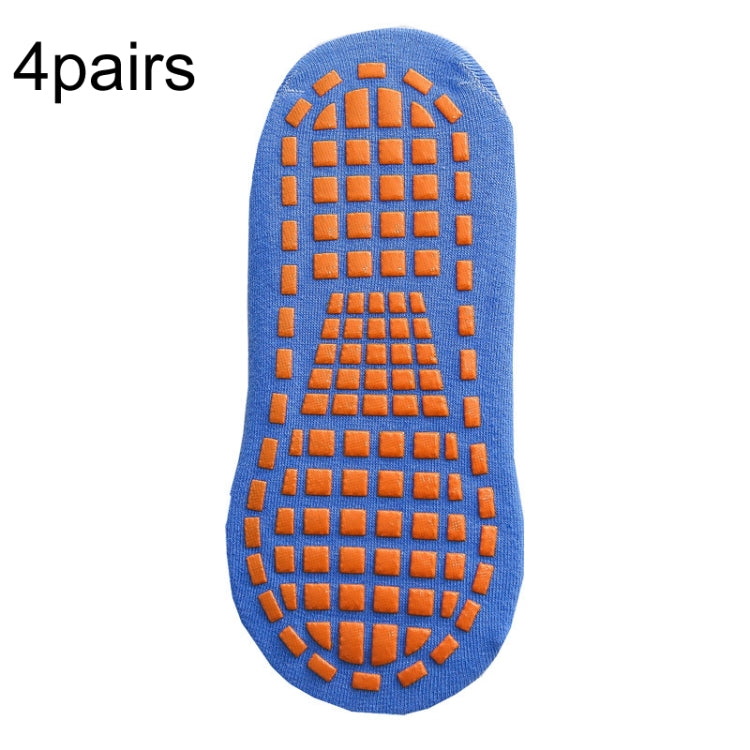ถุงเท้าแทรมโพลีน 4 คู่ ลายจุด ยางกันลื่น ถุงเท้าโยคะ, 1-5 Years Old, 5-12 Years Old, Adult 35-43 Yards