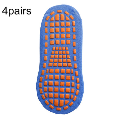 ถุงเท้าแทรมโพลีน 4 คู่ ลายจุด ยางกันลื่น ถุงเท้าโยคะ, 1-5 Years Old, 5-12 Years Old, Adult 35-43 Yards
