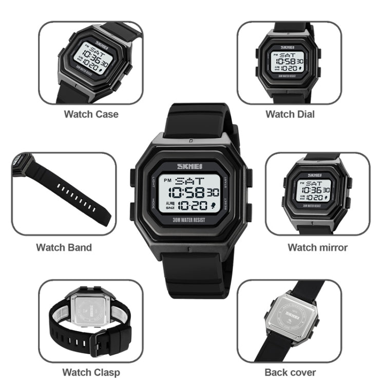 SKMEI 1875 Men Outdoor Electronic Watch Timing Multi-Functional Watch สไตล์:, 1875 Steel Band Black Machine, 1875 Silicone Band White Machine, 1875 Silicone Band Black Machine, 1875 Steel Band White Machine