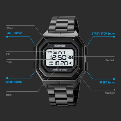 SKMEI 1875 Men Outdoor Electronic Watch Timing Multi-Functional Watch สไตล์:, 1875 Steel Band Black Machine, 1875 Silicone Band White Machine, 1875 Silicone Band Black Machine, 1875 Steel Band White Machine