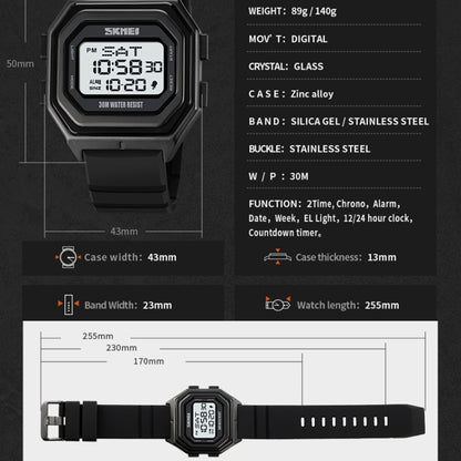 SKMEI 1875 Men Outdoor Electronic Watch Timing Multi-Functional Watch สไตล์:, 1875 Steel Band Black Machine, 1875 Silicone Band White Machine, 1875 Silicone Band Black Machine, 1875 Steel Band White Machine