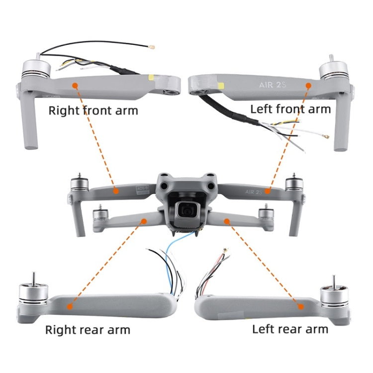 อุปกรณ์ซ่อมเชลล์แขนกลด้านหน้าและด้านหลัง, for Mavic Air 2S Left Front Arm, for Mavic Air 2S Right Front Arm, for Mavic Air 2S Left Rear Arm, for Mavic Air 2S Right Rear Arm