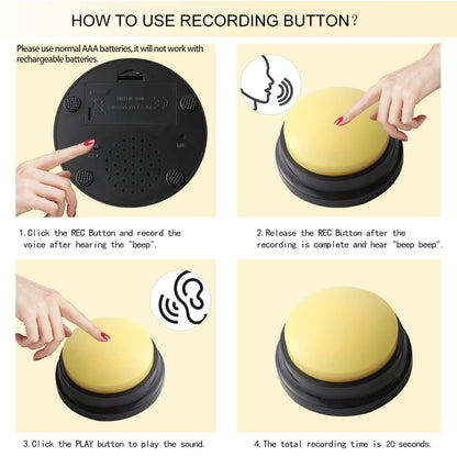 ปุ่มสื่อสารสำหรับสัตว์เลี้ยง Dog Vocal Box Recording Vocalizer สไตล์: รูปแบบการบันทึก, Dark Blue, Light Blue, Green, Purple, Red, Orange, Rose Red, Pink, Yellow, Lake Blue, White