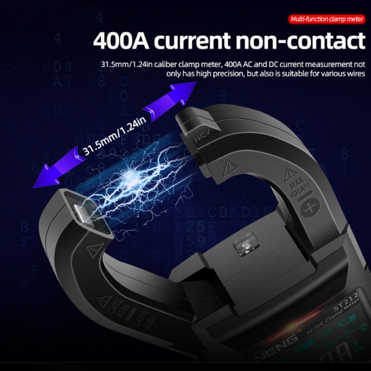 ANENG หน้าจอขนาดใหญ่ Multi-Function Clamp สมาร์ทมัลติมิเตอร์อัตโนมัติเต็มรูปแบบ, ST212 Red DC Current, ST212 Black DC Current
