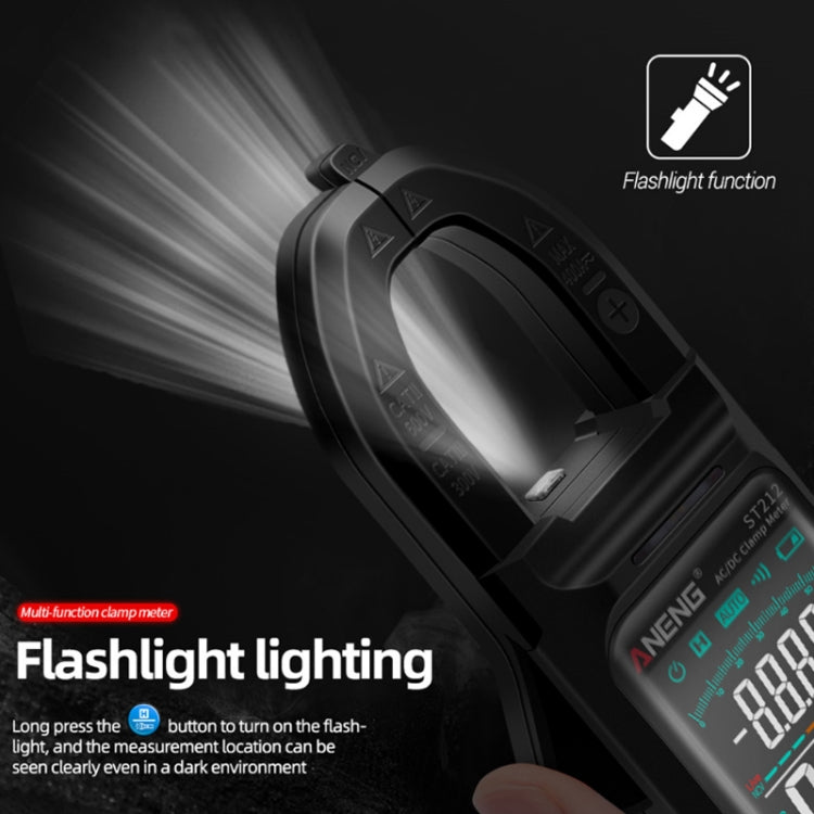 ANENG หน้าจอขนาดใหญ่ Multi-Function Clamp สมาร์ทมัลติมิเตอร์อัตโนมัติเต็มรูปแบบ, ST212 Red DC Current, ST212 Black DC Current